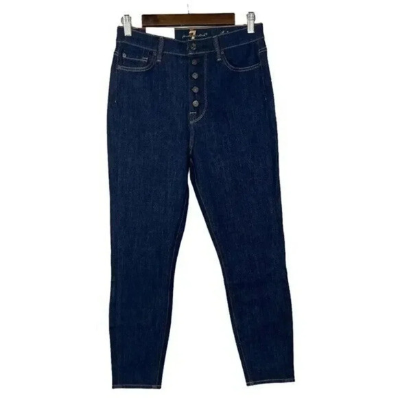 7 For All Mankind Aubrey Super High Rise Button Fly Skinny Jeans 28 - Picture 2 of 6